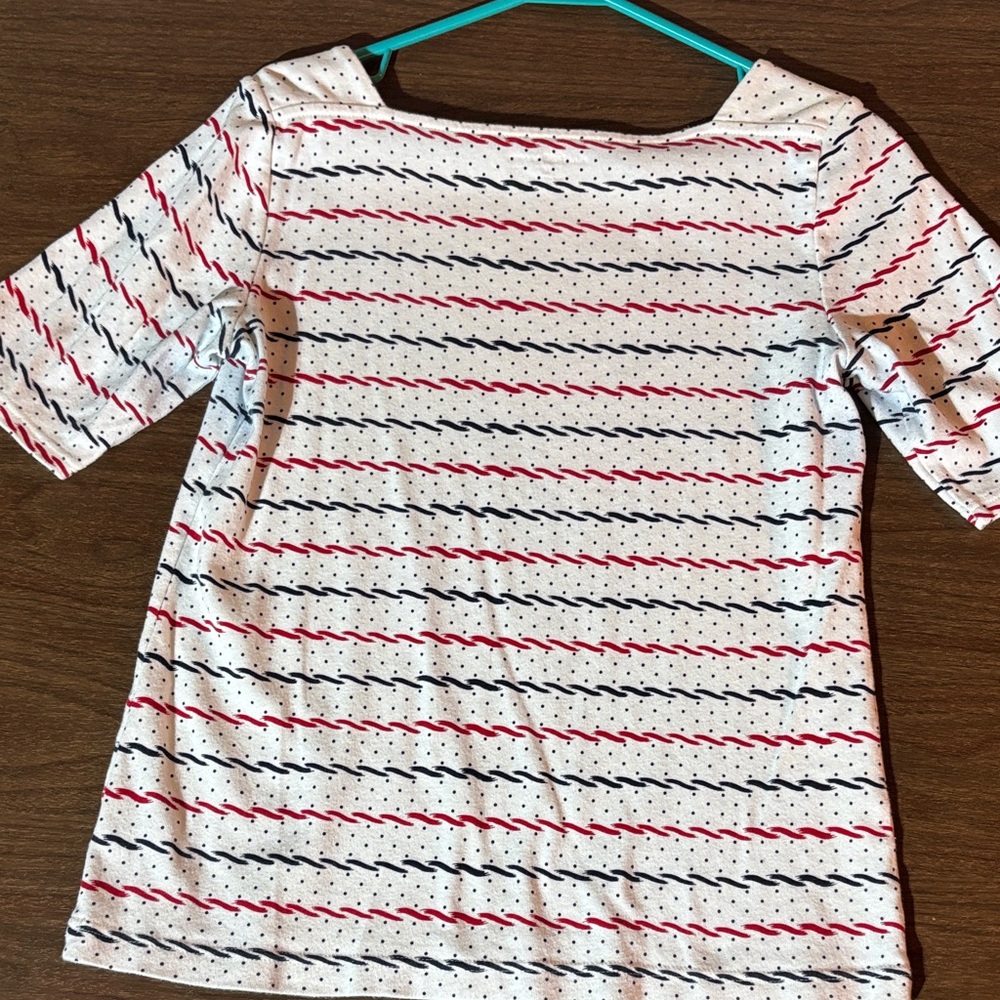Croft & Barrow Women's Red and Black Striped Tee - Picture 3 of 3